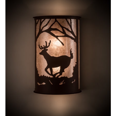 Meyda Tiffany Deer at Lake 2 Light 20" Tall Wall Sconce Rust