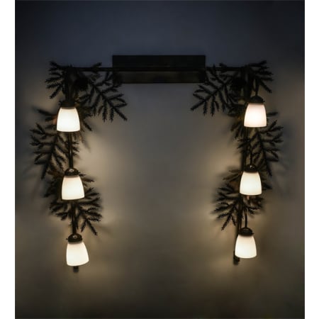 Meyda Tiffany High X 6 Light 40" Wide Vanity Light Dark Burnished Antique Copper