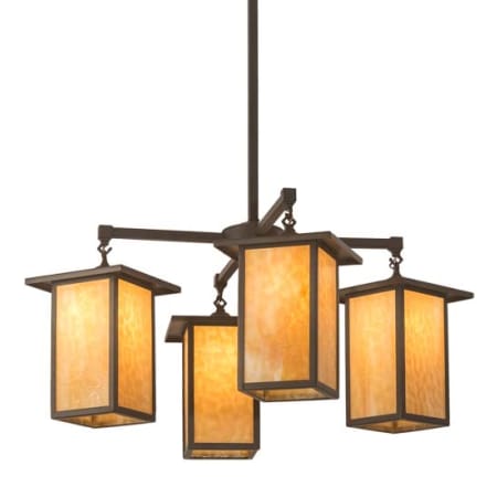 Meyda Tiffany Roylance 4 Light 33" Wide Chandelier Craftsman Brown / Cafe-Noir