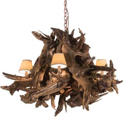 Meyda Tiffany Driftwood 5 Light 40" Wide Chandelier Rust / Natural Wood