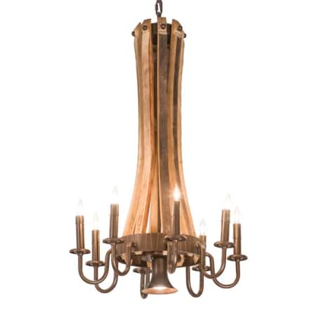 Meyda Tiffany Barrel Stave 8 Light 20" Wide Taper Candle Style Chandelier Natural Wood / Mahogany Bronze