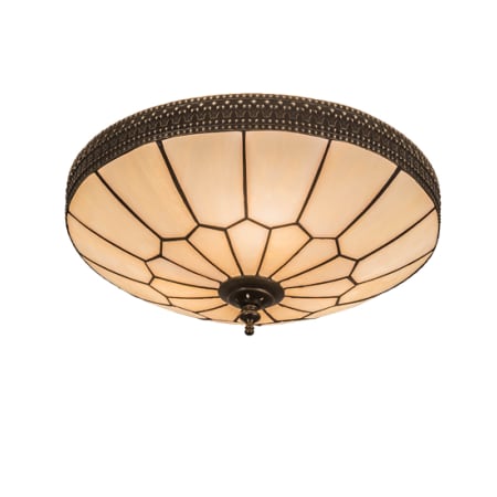 Meyda Tiffany Vincent Honeycomb 3 Light 15" Wide Semi-Flush Bowl Ceiling Fixture with Beige Opal Glass Shade Craftsman Brown
