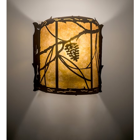 Meyda Tiffany Whispering Pines 10" Tall Wall Sconce with Shade Coffee Bean