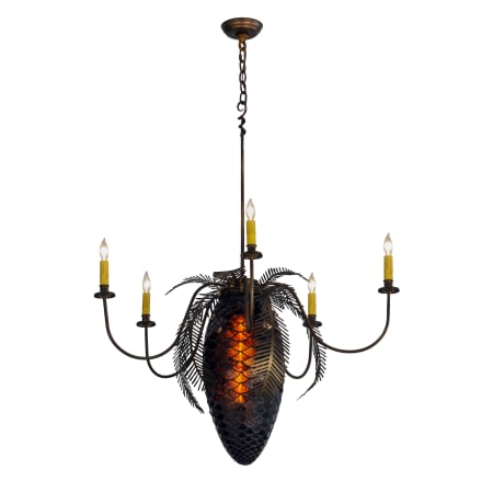 Meyda Tiffany Pinecone 5 Light 41" Wide Taper Candle Chandelier Rust