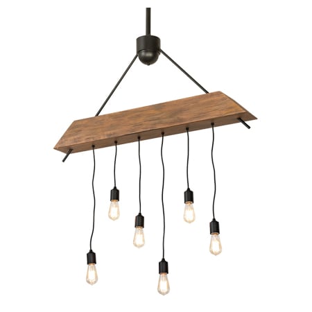 Meyda Tiffany 6 Light 44" Wide Wood Linear Pendant Custom
