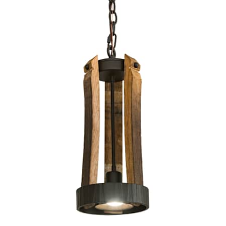 Meyda Tiffany 8" Wide Wood Mini Pendant Natural Wood / Oil Rubbed Bronze