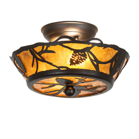 Meyda Tiffany Whispering Pines 2 Light 10" Wide Semi-Flush Ceiling Fixture - Textured Black Finish Textured Black
