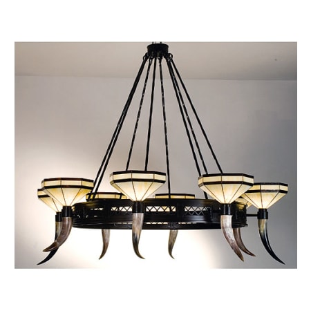 Meyda Tiffany Top Ridge 8 Light 72" Wide Chandelier with Cream Glass Shade Timeless Bronze