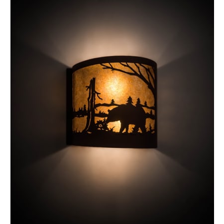 Meyda Tiffany Bear at Lake 2 Light 15" Tall Wall Sconce Rust