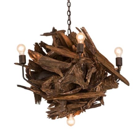 Meyda Tiffany Driftwood 6 Light 30" Wide Abstract Chandelier Natural Wood / Mahogany Bronze