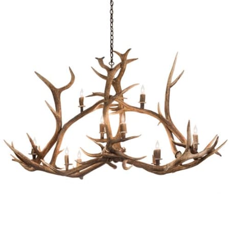 Meyda Tiffany Long Antlers Elk 10 Light 70" Wide Antler Candle Style Chandelier Antique Copper