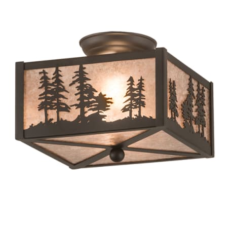 Meyda Tiffany Tall Pines 2 Light 15" Wide Semi-Flush Square Ceiling Fixture - Oil Rubbed Bronze Finish Oil Rubbed Bronze