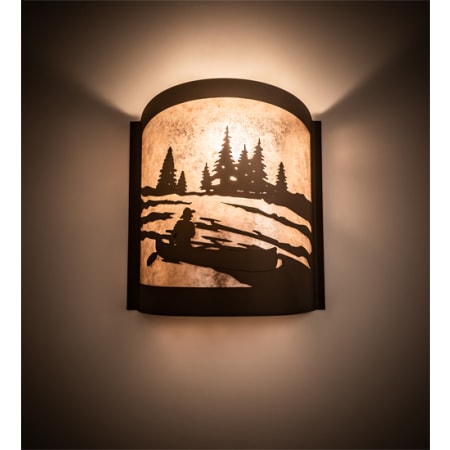 Meyda Tiffany Canoe At Lake Left 12" Tall Wall Sconce Oil Rubbed Bronze
