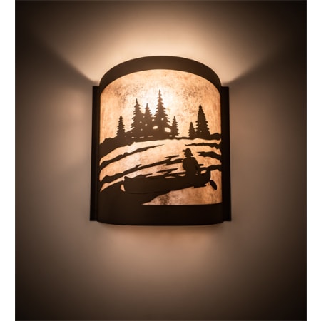 Meyda Tiffany Canoe At Lake Right 12" Tall Wall Sconce Oil Rubbed Bronze