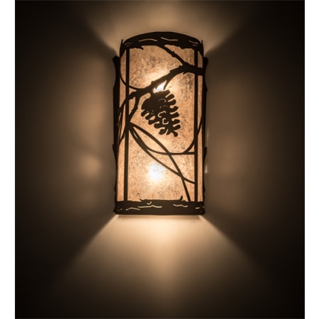 Meyda Tiffany Whispering Pines Left 2 Light 13" Tall Hand Crafted Wall Sconce Distressed Chestnut