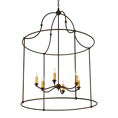 Meyda Tiffany 6 Light 42" Wide Taper Candle Pendant Wrought Iron