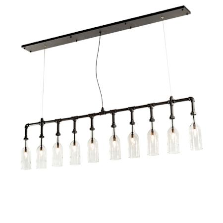 Meyda Tiffany 10 Light 75" Wide Suspension Linear Pendant Wrought Iron
