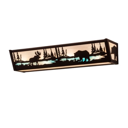 Meyda Tiffany Moose and Black Bear 24" Wide Hand Forged Bath Bar Mahogany Bronze