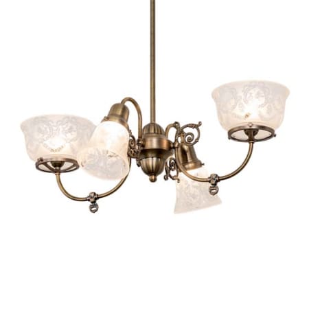 Meyda Tiffany Long Revival Gas and Electric 4 Light 21" Wide Chandelier Antique Brass