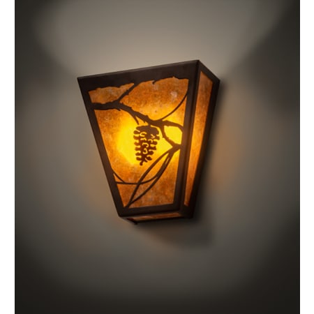 Meyda Tiffany Whispering Pines 2 Light 8" Tall Hand Crafted Wall Sconce Mahogany Bronze