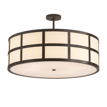 Meyda Tiffany Cilindro Barnabas 6 Light 36" Wide Semi-Flush Drum Ceiling Fixture with Beige Textrene Shade - Timeless Bronze Finish Timeless Bronze