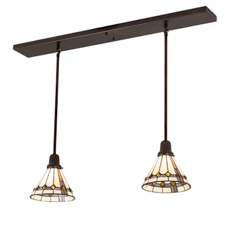 Meyda Tiffany 2 Light 39" Wide Linear Pendant Mahogany Bronze