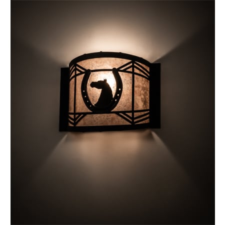 Meyda Tiffany Horseshoe 10" Tall Wall Sconce Textured Black