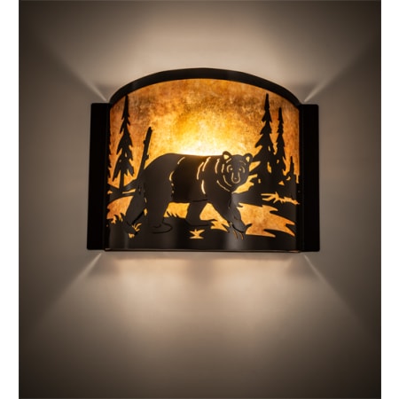 Meyda Tiffany Bear at Lake Right 10" Tall Wall Sconce Timeless Bronze