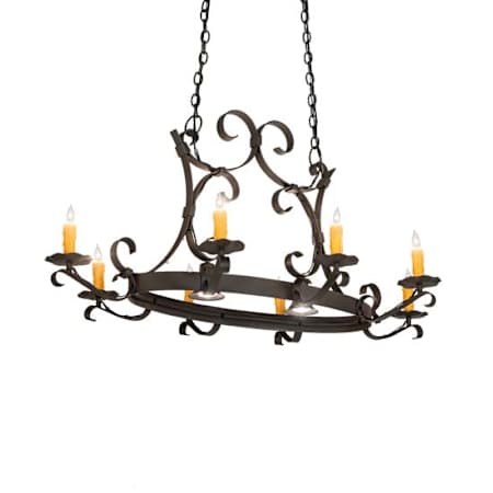 Meyda Tiffany Long Hand forged 8 Light 51" Wide Taper Candle Style Chandelier Wrought Iron