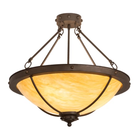 Meyda Tiffany Freya 3 Light 24" Wide Semi-Flush Bowl Ceiling Fixture - Wrought Iron Finish Wrought Iron