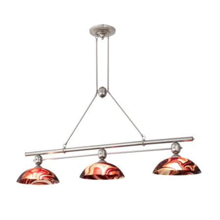 Meyda Tiffany 3 Light 70" Wide Linear Pendant Nickel