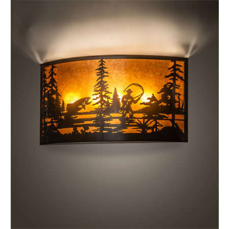Meyda Tiffany Fly Fishing Creek 4 Light 17" Tall Wall Sconce Timeless Bronze