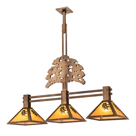 Meyda Tiffany 3 Light 45" Wide Linear Pendant Antique Copper