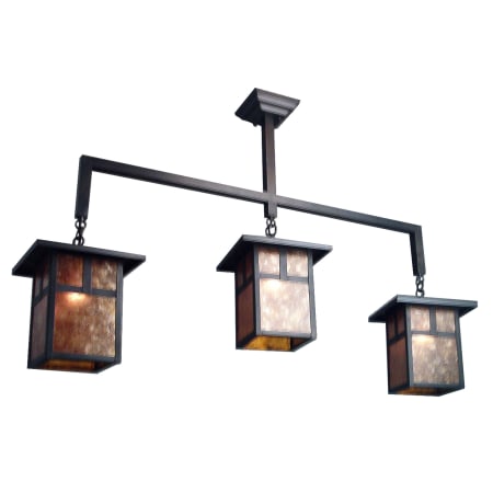 Meyda Tiffany Hyde Park 3 Light 47" Wide Linear Chandelier with Brown Glass Shade Craftsman Brown