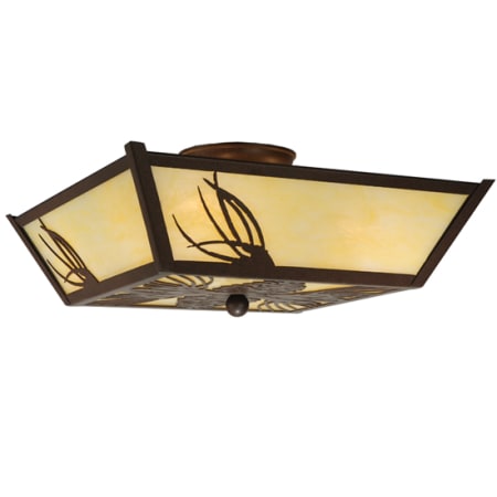 Meyda Tiffany Pinecone 4 Light 219" Wide Semi-Flush Ceiling Fixture Cafe-Noir