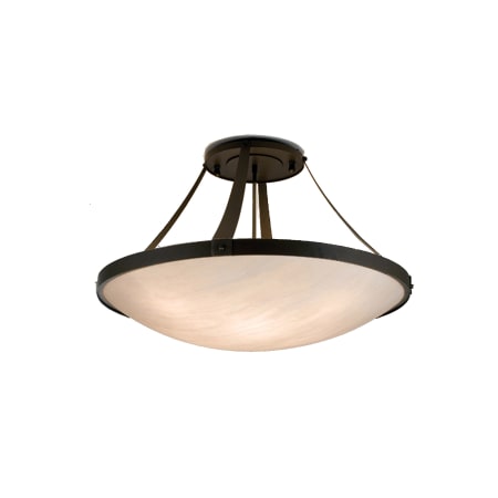 Meyda Tiffany Urban 6 Light 37" Wide Semi Flush Ceiling Fixture with White Glass Shade Timeless Bronze