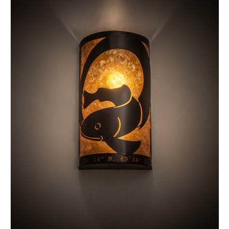 Meyda Tiffany Personalized Q Fish 2 Light 18" Tall Wall Sconce Oil Rubbed Bronze