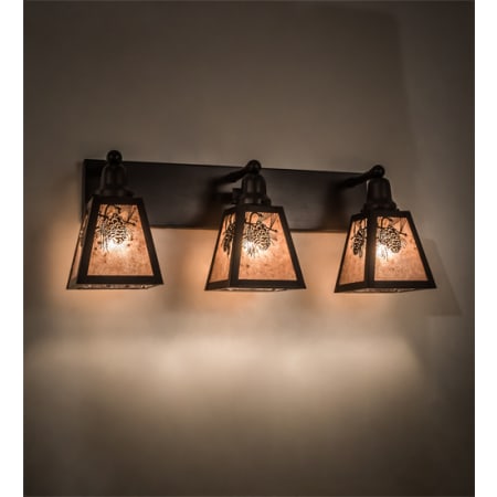 Meyda Tiffany Pinecone 3 Light 27" Wide Vanity Light Craftsman Brown