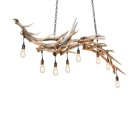 Meyda Tiffany Long Antlers Elk 8 Light 69" Wide Antler Linear Chandelier Antique Copper