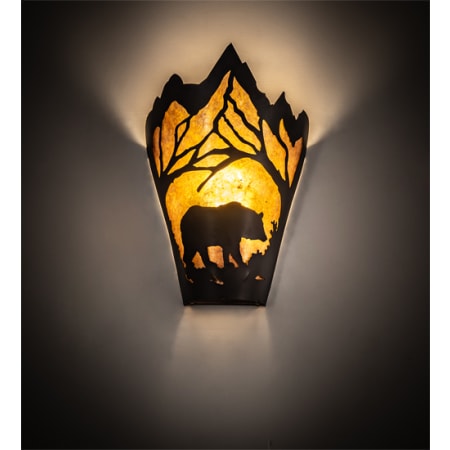 Meyda Tiffany Bear at Dawn Right 12" Tall Wall Sconce with Shade Textured Black