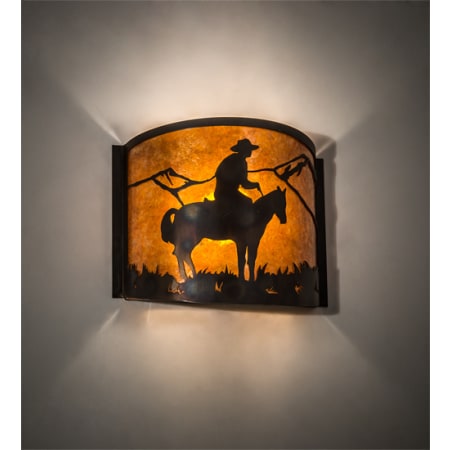 Meyda Tiffany Cowboy 10" Tall Wall Sconce with Shade Dark Burnished Antique Copper
