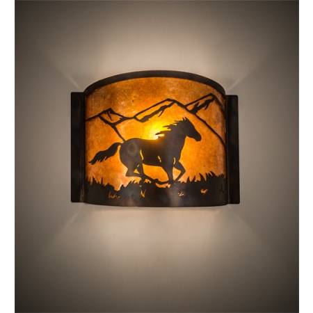 Meyda Tiffany Running Horses 10" Tall Wall Sconce Dark Burnished Antique Copper