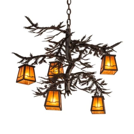 Meyda Tiffany Pine Branch 5 Light 29" Wide Chandelier Oil Rubbed Bronze
