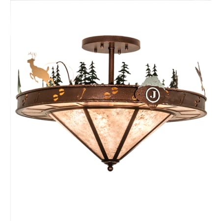Meyda Tiffany Wildlife 6 Light 32" Wide Semi-Flush Ceiling Fixture Copper Vein