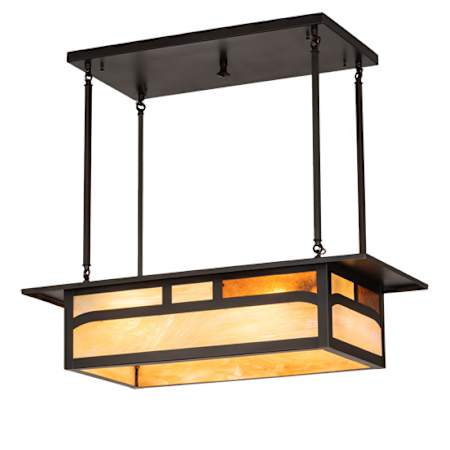 Meyda Tiffany 4 Light 34" Wide Linear Pendant Craftsman Brown