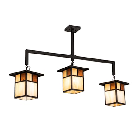 Meyda Tiffany 3 Light 47" Wide Linear Pendant Craftsman Brown