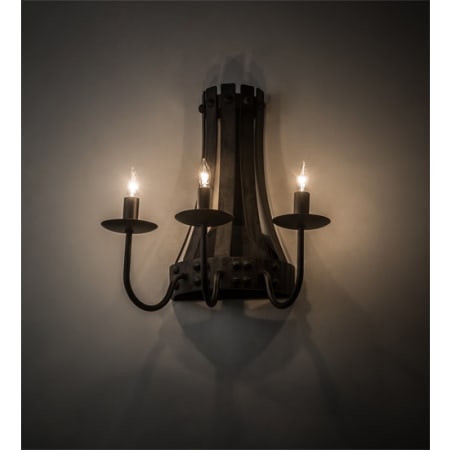 Meyda Tiffany Barrel Stave 3 Light 16" Tall Wall Sconce with Faux Candle Lights Costello Black