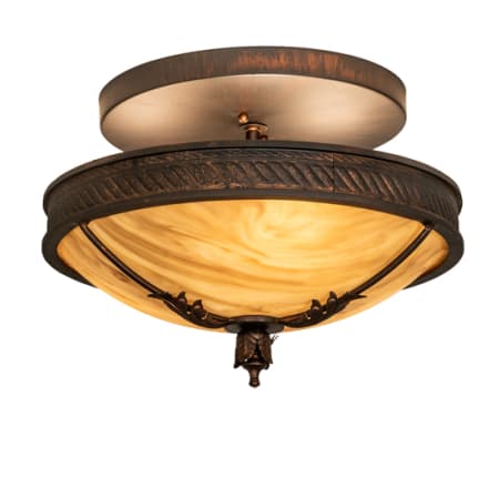 Meyda Tiffany Hoja 3 Light 15" Wide Semi-Flush Bowl Ceiling Fixture - Rokusho Finish Rokusho