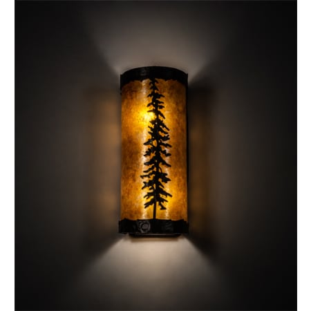 Meyda Tiffany Tall Pines 2 Light 12" Tall Hand Made Wall Sconce Mahogany Bronze