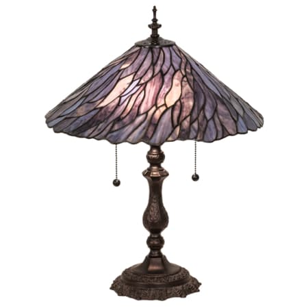 Meyda Tiffany Willow Jadestone 2 Light 21" Tall Buffet Table Lamp Mahogany Bronze